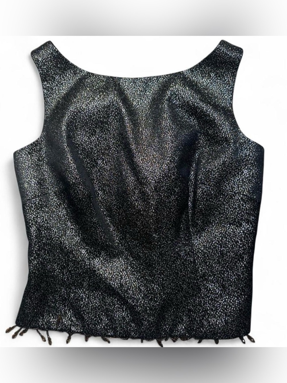 Cachet Vintage y2k Metallic Sparkly Beaded Trim Blouse Tank Top
